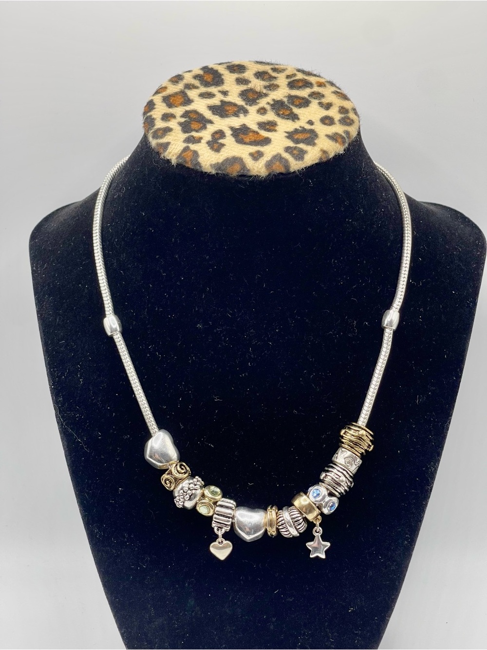 Silver Tone Necklace with sliding Charms